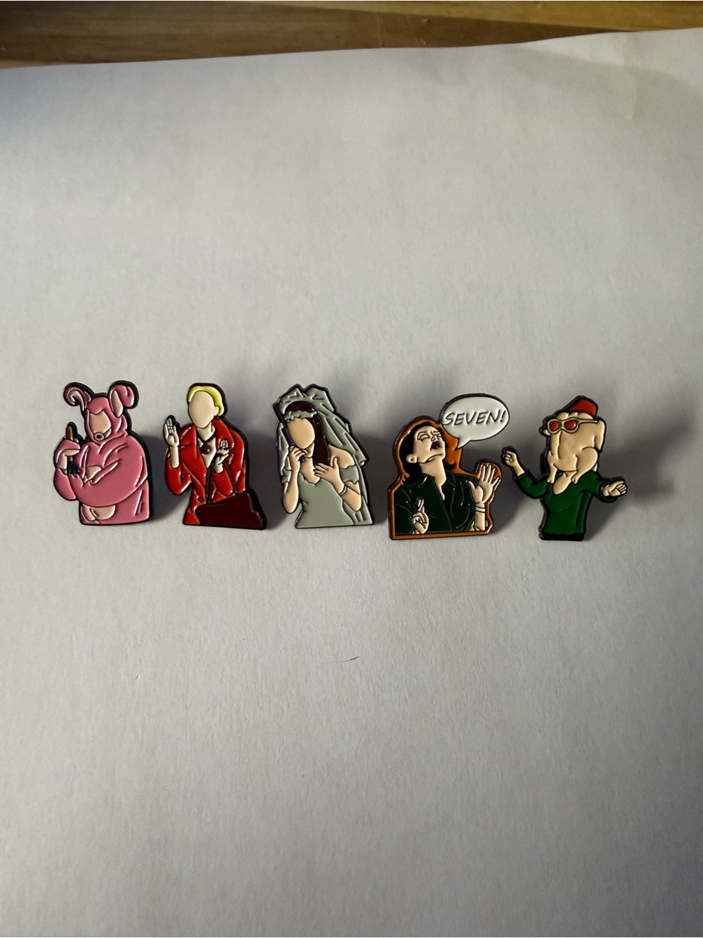 Friends Enamel Pin Set - Pink, Red, Gray, Green Character Pins
